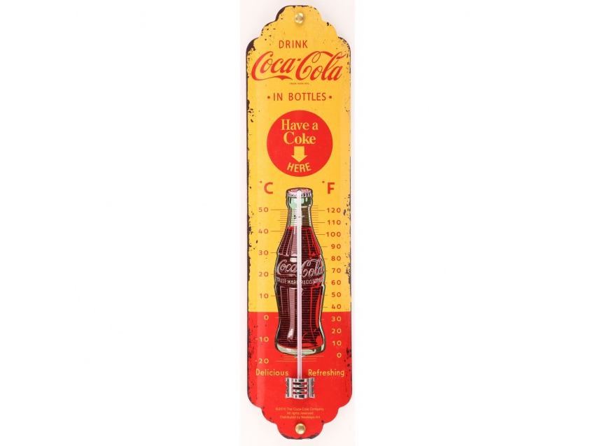 Thermomètre Nostalgic Art. Collection Coca-Cola "Bottles Yellow"