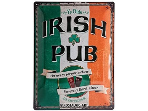 Plaque tôle emboutie décorative 30 X 40 cm. Irish Pub