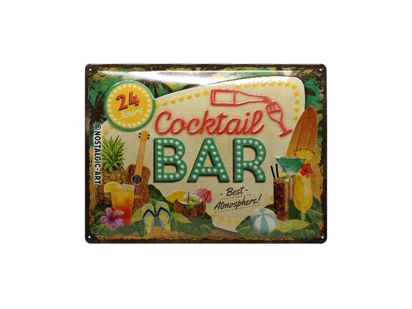 Plaque émaillée 30 X 40 cm. Cocktail BAR