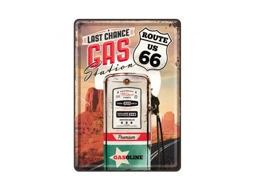 Plaque émaillée 20X30 cm. Collection Route 66 Gas Station