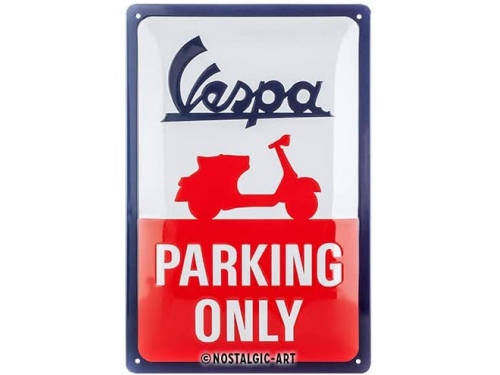 Plaque émaillée 20X30 cm. Collection Vespa Parking Only