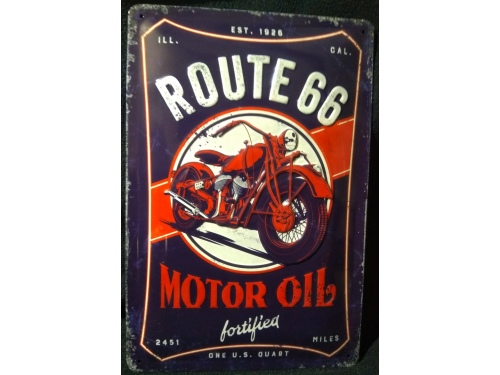 Plaque émaillée 20X30 cm. Collection Route 66 Motor Oil