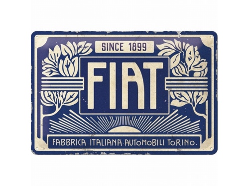 Plaque émaillée 20X30 cm. Collection Fiat Since 1899 logo blue