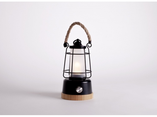 Lampe phare de camping  dimmable en bambou et acier inoxydable