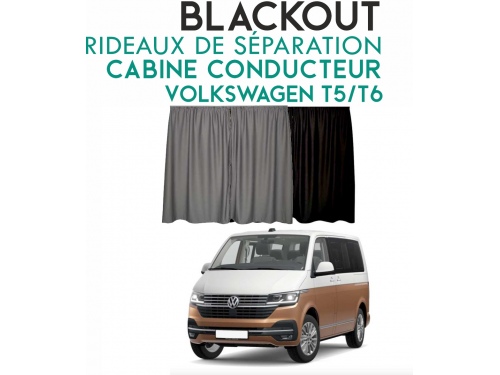 Rideau de séparation cabine conducteur occultant BLACKOUT pour Volkswagen Transporter T5 T6