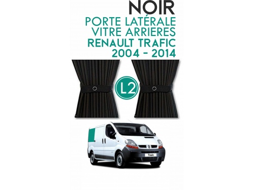 Latérale Droit, vitre arrière L2H1. Rideaux occultant gris sur rail pour Renault Trafic