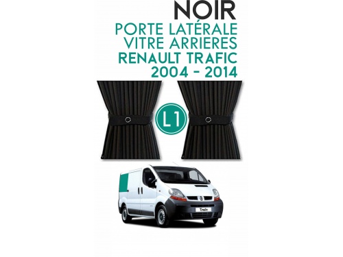 Latérale Droit, vitre arrière L1H1. Rideaux occultant gris sur rail pour Renault Trafic