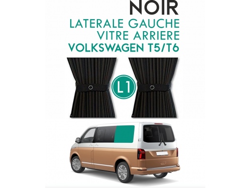 Latérale Gauche, vitre arrière L1H1. Rideaux occultant noir sur rail pour Volkswagen Transporter T5 T6 