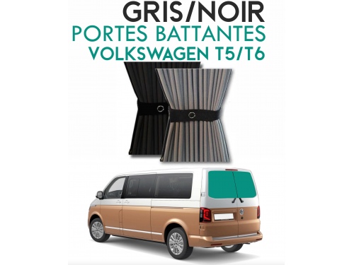 Porte battantes arrières. Rideaux occultant gris noir sur rail pour Volkswagen Transporter T5 T6