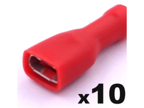 Cosse clip électrique ROUGE femelle 6,3mm isolée