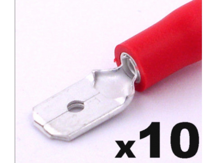 Cosse clip électrique ROUGE mâle 6,3mm