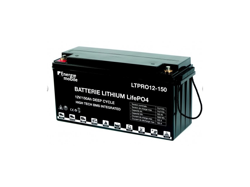 Batterie Lithium 12v 100ah Camping Car à Décharge Lente EcoWatt