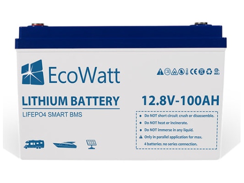 Batterie Lithium Ecowatt LED Ultimatron 100Ah LiFePO4  12.8V 