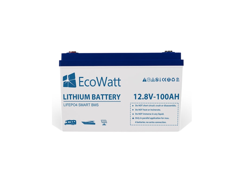 Ecowatt LED LiFePO4 Batterie Lithium 12.8V 100Ah