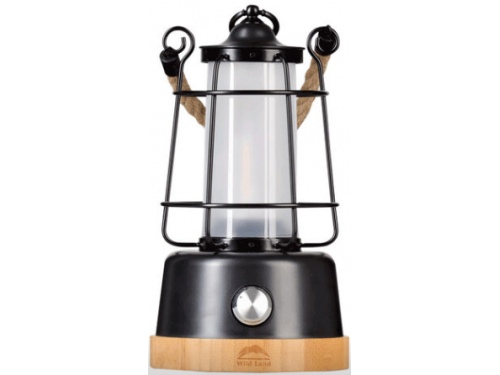 Lampe phare de camping  dimmable en bambou et acier inoxydable