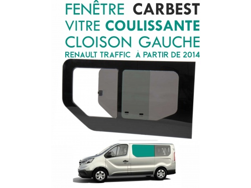 Fenêtre CARBEST Vitre coulissante cloison gauche Renault Traffic à partir de 2015