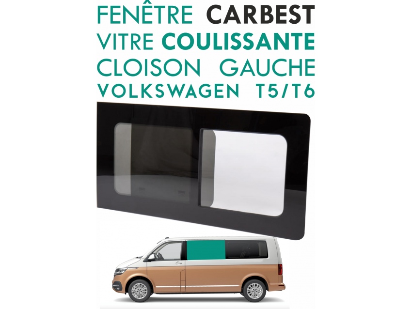 Fenêtre CARBEST Vitre coulissante gauche en verre véritable pour VW T5/T6