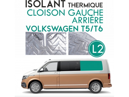 Isolant thermique alu cloison gauche arrière Volkswagen Transporter T5 ou T6 L2