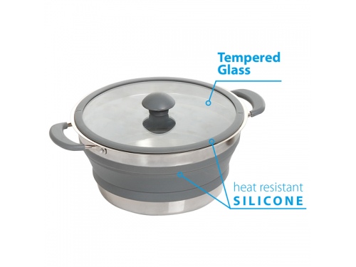 Casserole en silicone pliable 6,5 litres avec couvercle en verre