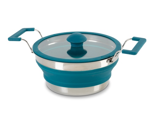 Casserole en silicone pliable avec couvercle en verre