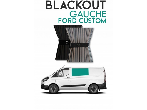 Latérale Gauche. Rideaux occultant gris noir sur rail pour Ford Custom