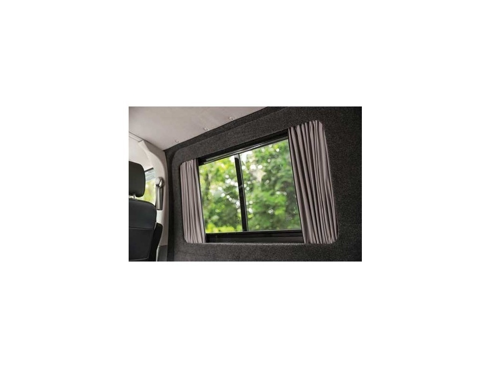 Latéral Gauche, vitre arrière L2H1. Rideaux occultant gris sur rail pour Renault  Trafic 2 (2001-2014)