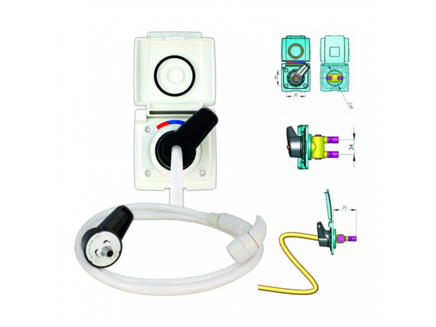 Raccord de douche externe incl. prise d'eau & 2 m de tuyau