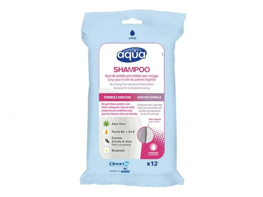 Gant de shampoing sans rinçage Aqua Shampoo Cleanis