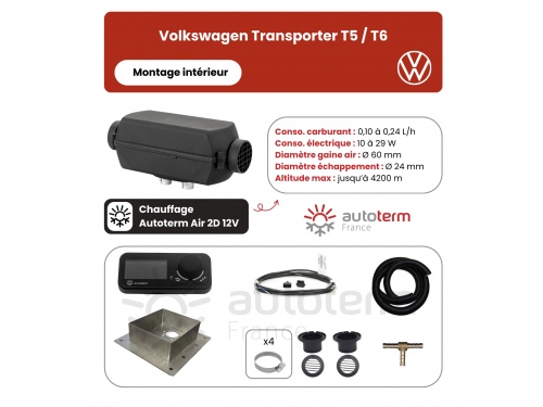 Kit chauffage DIESEL AUTOTERM POUR VOLKSWAGEN TRANSPORTER T5 / T6 - montage intérieur