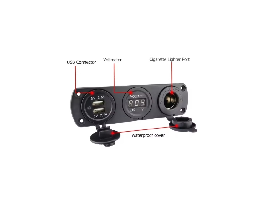 Combo Voltmetre / USB / Allume cigare