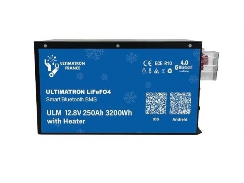 Batterie Lithium 250Ah Ultimatron LiFePO4 12.8V Sous si&egrave;ge Smart BMS Avec Bluetooth - Version chauffage