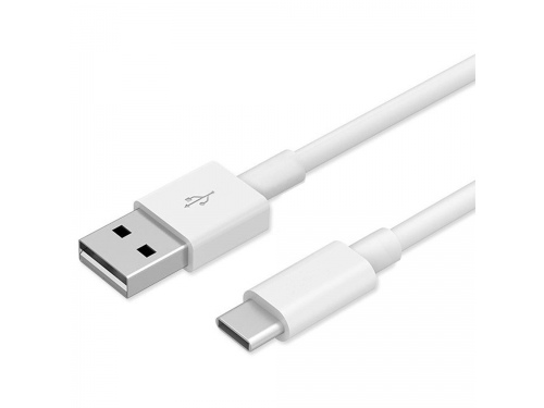 Câble USB Blanc de 1m avec fiche de recharge type C pour Samsun, Huawei, Sony ..