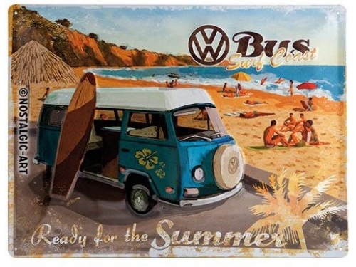 Plaque émaillée 30X40 cm. Collection Volkswagen Bus Surf Coast