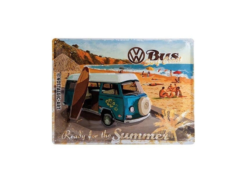 Plaque émaillée 30X40 cm. Collection Volkswagen Bus Surf Coast