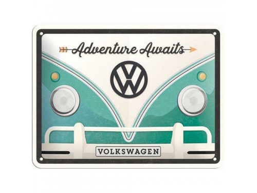 Plaque tôle emboutie décorative 15X20 cm. Collection Volkswagen Adventure Awaits