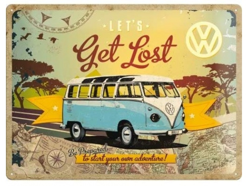 Plaque tôle emboutie décorative 40 X 60 cm. Collection Volkswagen Get Lost