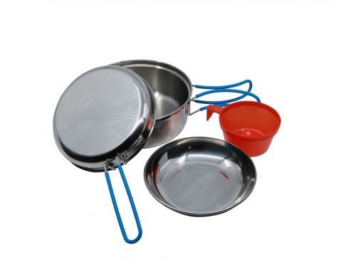 Set de casseroles de camping 9 pièces, aluminium, argent/noir