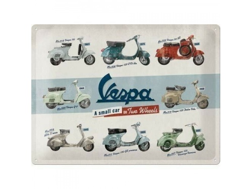 Plaque émaillée 30 X 40 cm. Collection Vespa Model Chart