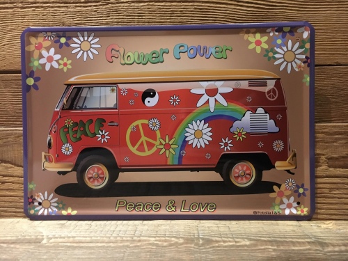 Plaque tôle emboutie décorative 30 X 40 cm. Collection Peace and Love