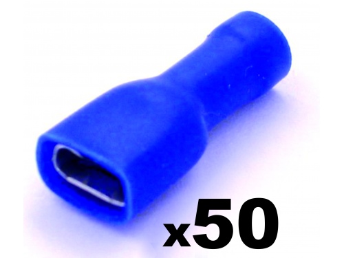 Cosse clip électrique bleue femelle 6,3 mm isolée - lot de 50