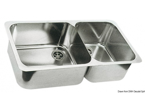 Evier double cuve inox poli 600 x 320 mm