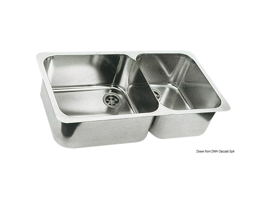 Evier double cuve inox poli 600 x 320 mm