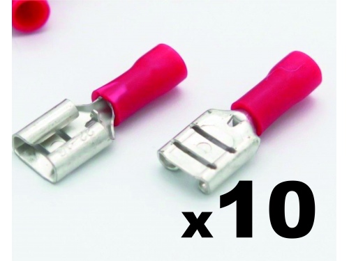 Cosse clip électrique rouge femelle 6,3 mm - lot de 10