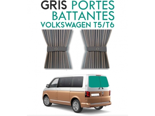 Porte battantes arrières. Rideaux occultant gris sur rail pour Volkswagen Transporter T5 T6