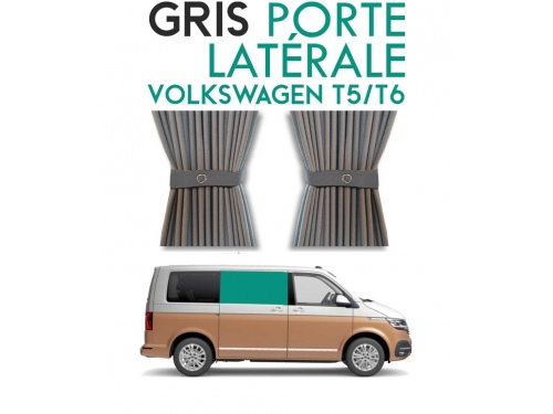 Porte latérale Droit. Rideaux occultant gris sur rail pour Volkswagen Transporter T5 T6 
