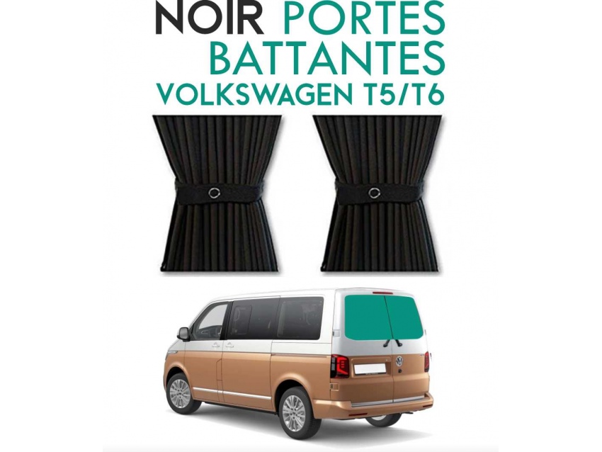 Porte battantes arrières. Rideaux occultant noir sur rail pour Volkswagen Transporter T5 T6