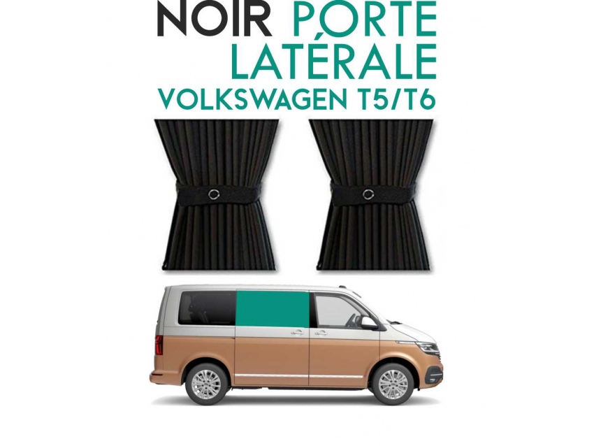 Porte latérale Droit. Rideaux occultant noir sur rail pour Volkswagen Transporter T5 T6