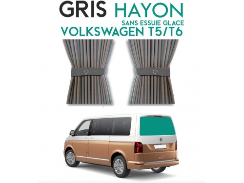 Hayon. Rideaux occultant gris sur rail pour Volkswagen Transporter T5 T6