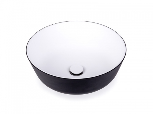 Lavabo rond bicolor Noir extérieur blanc intérieur