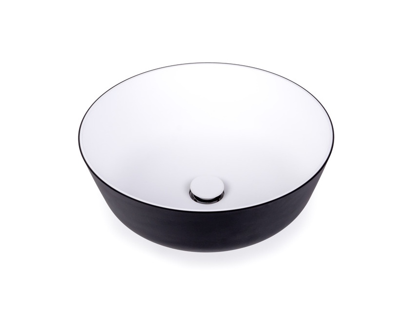 Lavabo rond bicolor Noir extérieur blanc intérieur